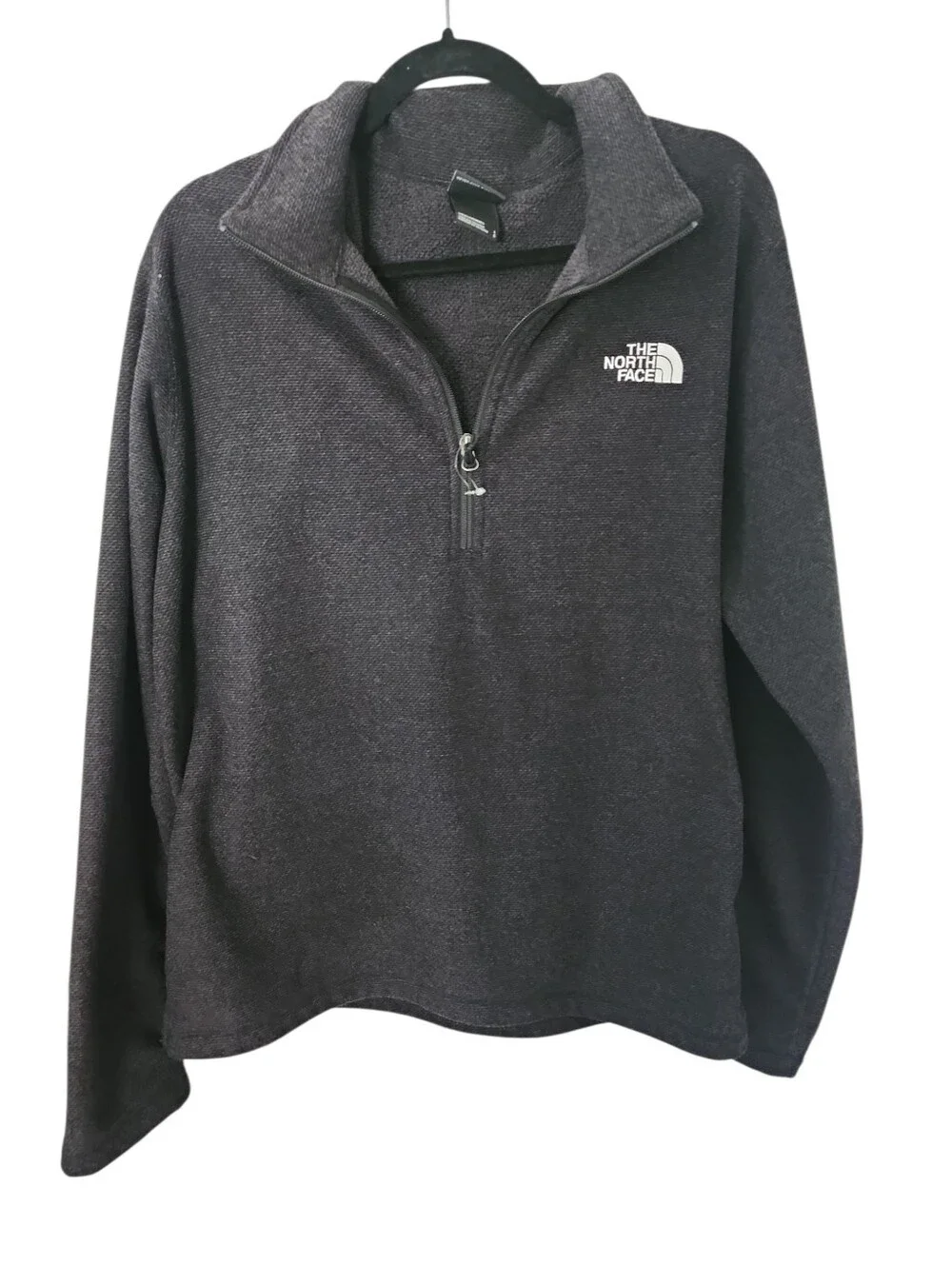 The North Face Mens Black Heatherd Fleece Pullover 1/4 Zip Size Large